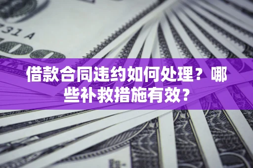 武汉借款合同违约如何处理？哪些补救措施有效？